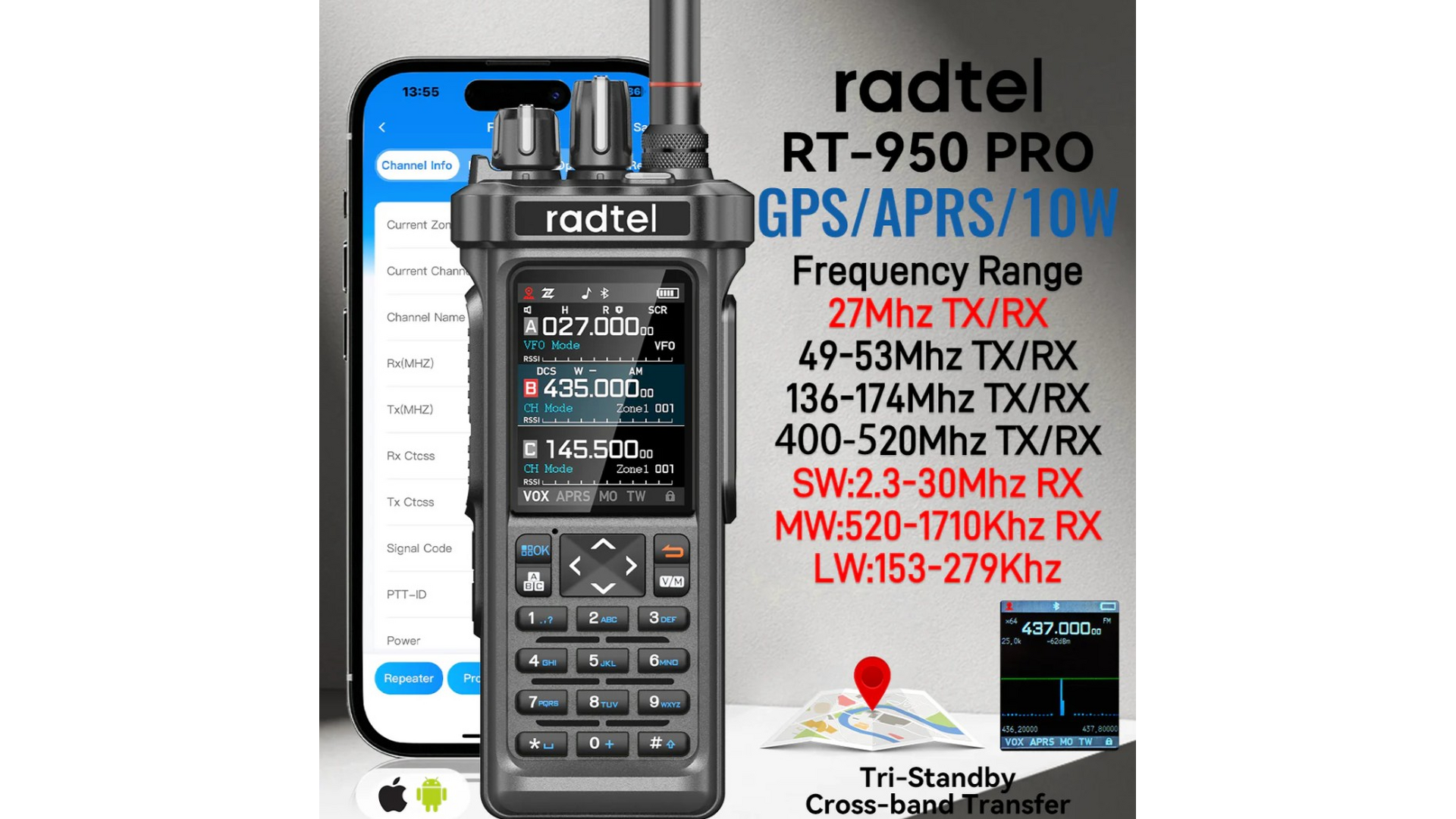 Radtel Rt-950 pro10w, Full-band SSB,AM,FM,AirBand