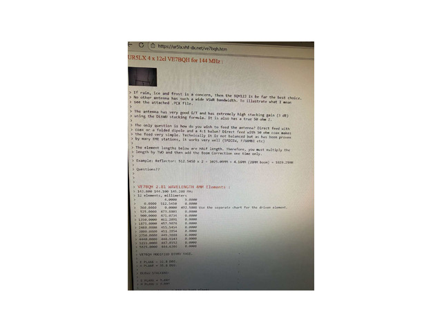 12el VE7BQH for 144 MHz